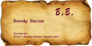 Bondy Becse névjegykártya